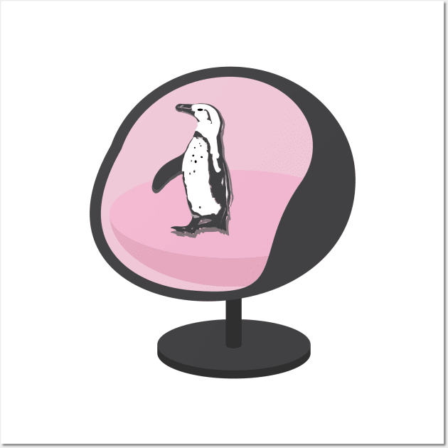 African Penguin Sitting on a Pink Egg Chair Wall Art by Lisa Williams Design